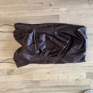 Brown Leather Mini Dress